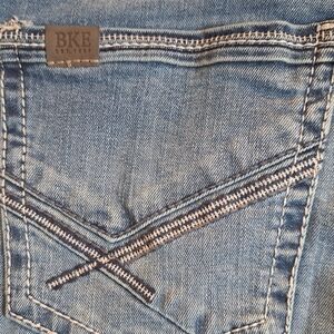 BKE Jake Straight 36x32 Denim Men's Stretchy Distressed Jeans Wiskering